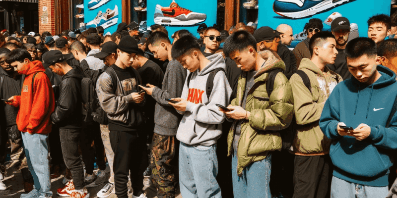 Sneaker releases rij van een winkel